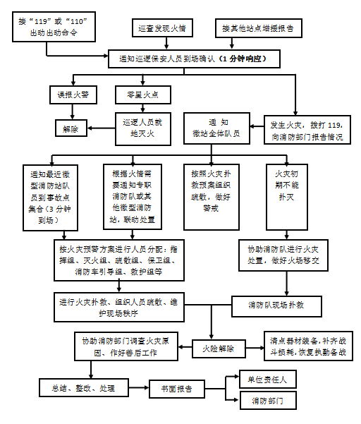 博湖县蒙医医院微型消防站火灾处理流程图